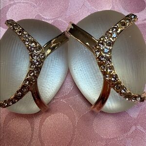 Alexis Bittar Clip Earrings Lucite Swarovski Crystals Earrings